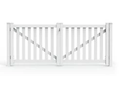 PVC 1.2m Flat Top Picket Fence System - Driveway Gates -Gardena Store 000bom 1200drivewaygate pvc picket 1200 driveway gate kit 3m x 1.2m 1d