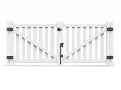PVC 1.2m Flat Top Picket Fence System - Driveway Gates -Gardena Store 000bom 1200drivewaygate pvc picket 1200 driveway gate kit 3m x 1.2m 2d