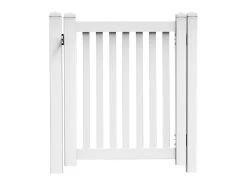 PVC 1.2m Flat Top Picket Fence System - Pedestrian Gate -Gardena Store 000bom 1200fencegate pvc picket fence gate kit 1m x 1.2m 1c