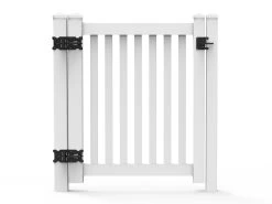 PVC 1.2m Flat Top Picket Fence System - Pedestrian Gate -Gardena Store 000bom 1200fencegate pvc picket fence gate kit 1m x 1.2m 2c