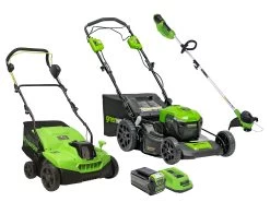 Greenworks 40V Mower & Scarifier 5.0Ah Pro Combo