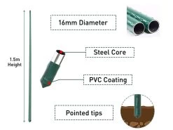 Garden Stakes 1500mm X 16mm - 25 Pack