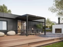 Louvre Roof System Wall Mount 3m X 3m Charcoal -Gardena Store 000bom louvrewall3x3 ch louvre roof system wall mount 3m x 3m charcoal 3