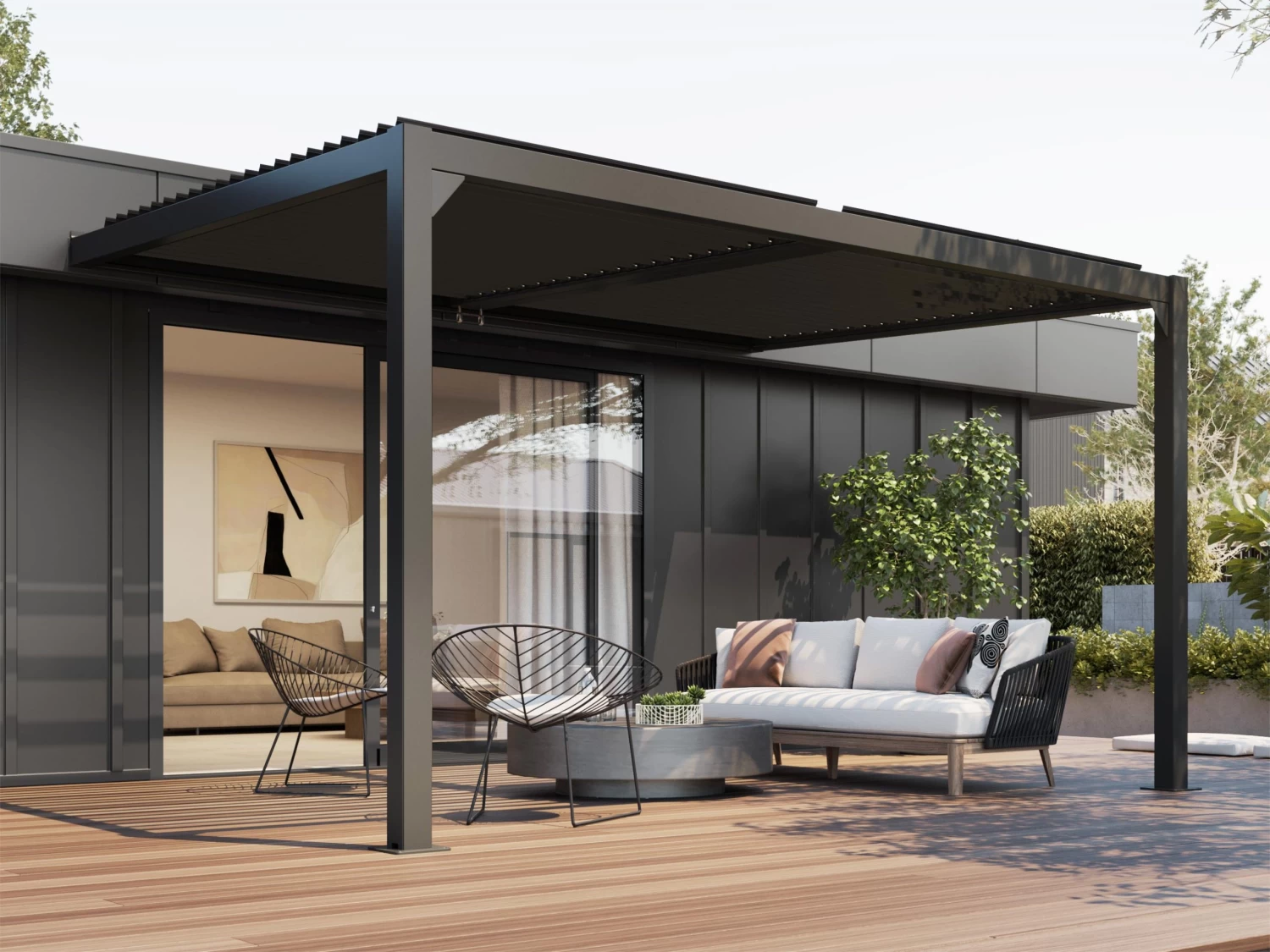 Louvre Roof System Wall Mount 4m X 3m Charcoal 4 Louvre Roof System Wall Mount 4m X 3m Charcoal - Image 2