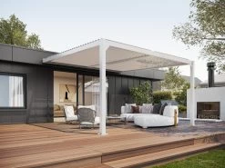 Louvre Roof System Wall Mount 4m X 4m White -Gardena Store 000bom louvrewall4x4 wh louvre roof system wall mount 4m x 4m white 3