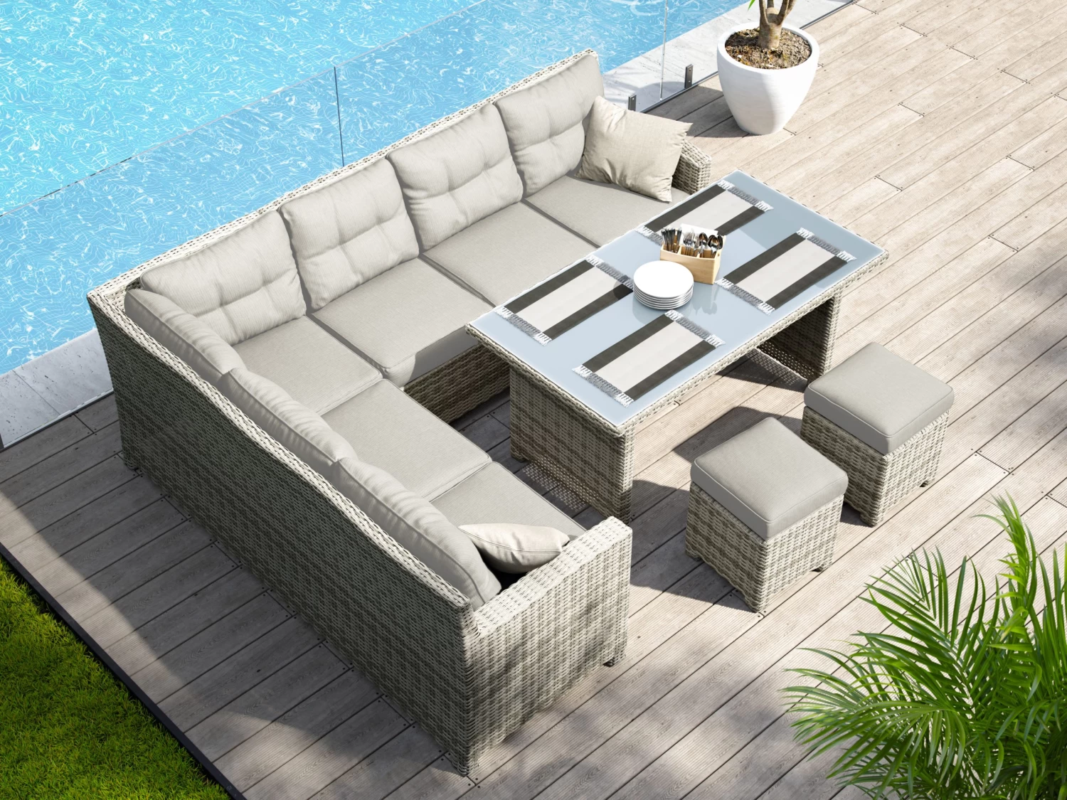 Pegasus Rattan Family Dining Suite 8-Seater Sand 4 Pegasus Rattan Family Dining Suite 8-Seater Sand - Image 2