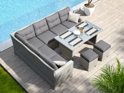 Pegasus Rattan Family Dining Suite 8-Seater Stone -Gardena Store 000bom pegasus pegasus rattan family dining suite 8 seater bluebird 2b