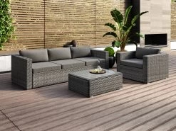 Sandpiper Rattan Outdoor Lounge Suite 3-Piece Dark -Gardena Store 000bom sandp3 dark sandpiper rattan lounge suite 3 piece dark 1c