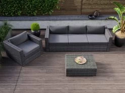 Sandpiper Rattan Outdoor Lounge Suite 3-Piece Dark -Gardena Store 000bom sandp3 dark sandpiper rattan lounge suite 3 piece dark 5b