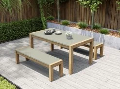 Terrace Concrete Outdoor Dining Set -Gardena Store 000bom terraceset terrace concrete outdoor dining set 1c