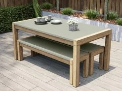 Terrace Concrete Outdoor Dining Set -Gardena Store 000bom terraceset terrace concrete outdoor dining set 2b