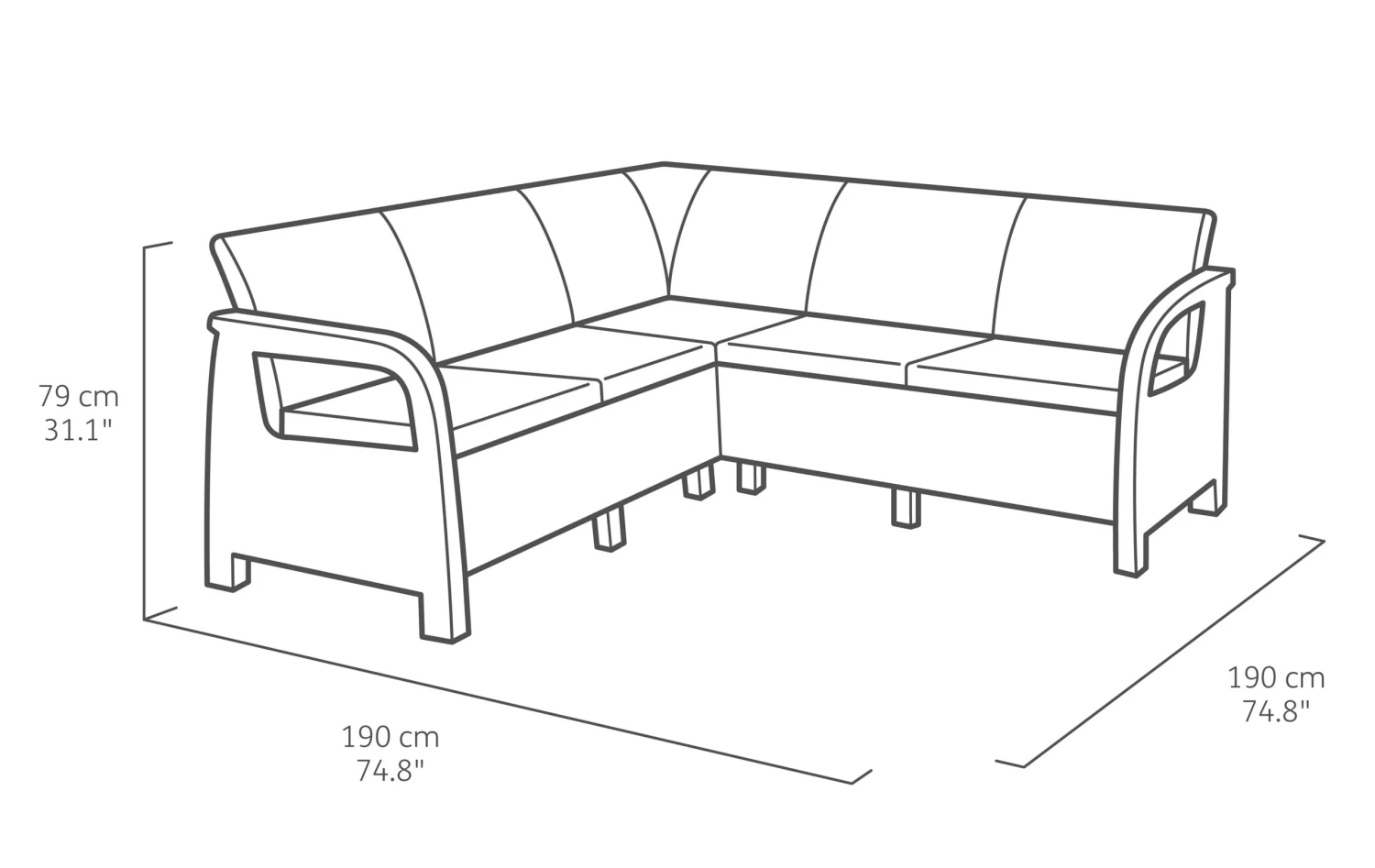 Keter Corfu Outdoor Corner Suite Charcoal 3 Keter Corfu Outdoor Corner Suite Charcoal