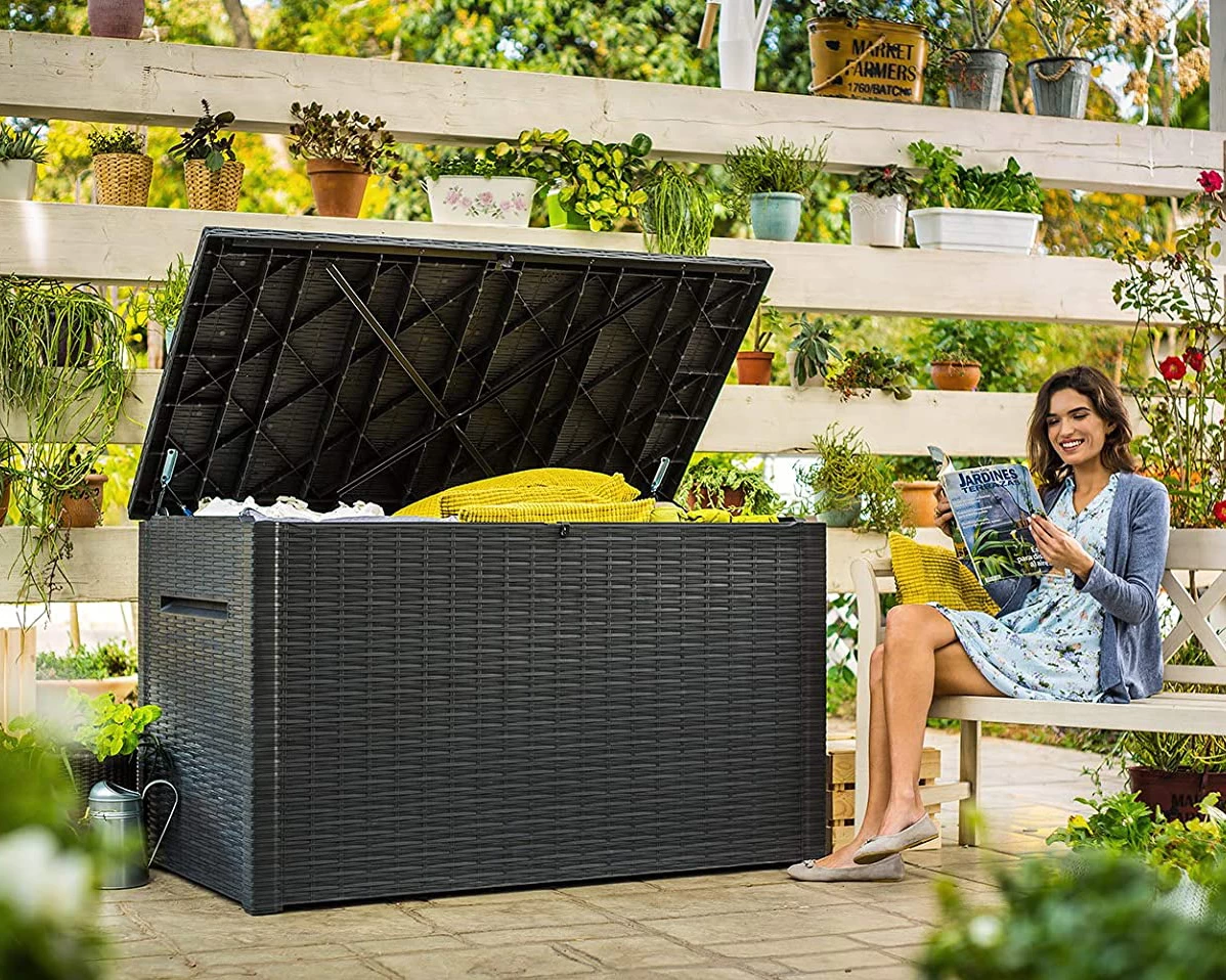 Keter Java Rattan Outdoor Storage Box 870L 4 Keter Java Rattan Outdoor Storage Box 870L - Image 2