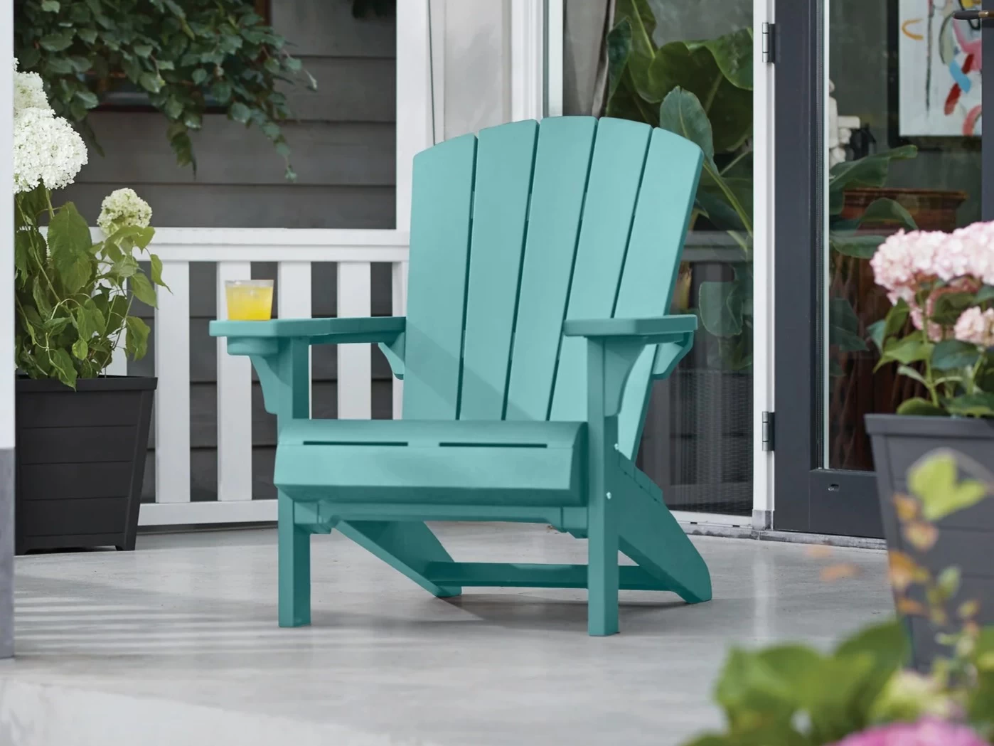 Keter Cape Cod Adirondack Chair With Cupholder Teal 5 Keter Cape Cod Adirondack Chair With Cupholder Teal - Image 3