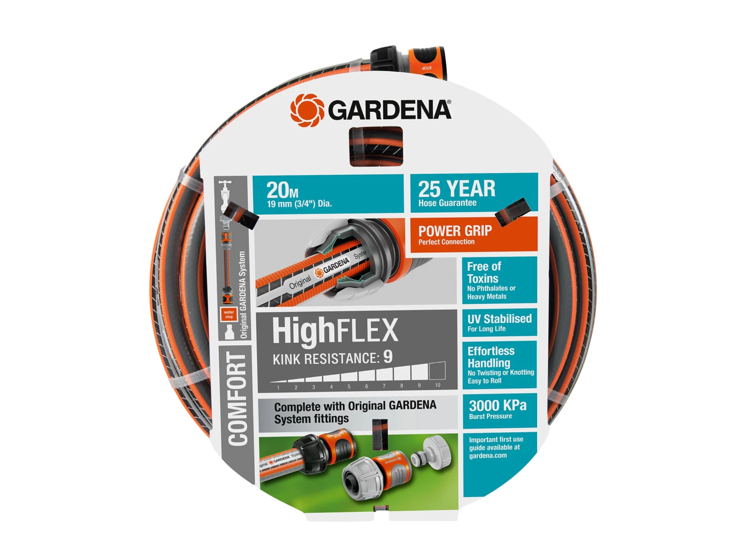 Gardena Garden Hose Comfort HighFLEX 19mm Set 20m 5 Gardena Garden Hose Comfort HighFLEX 19mm Set 20m - Image 3