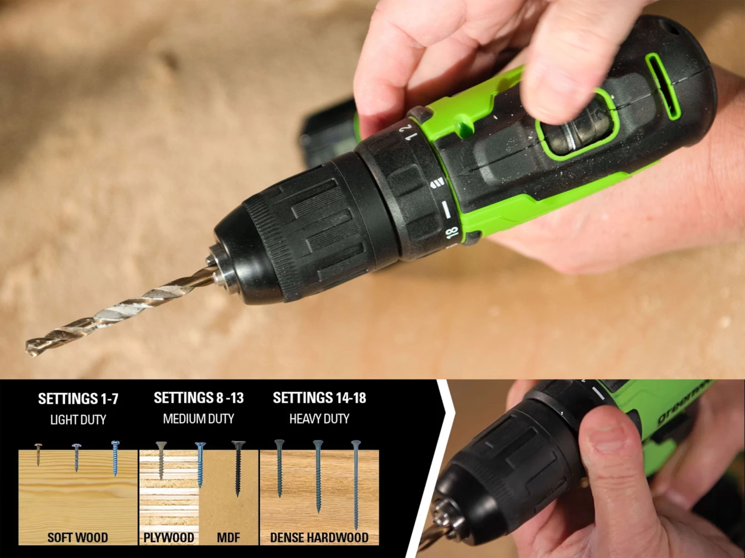 Greenworks 24V Drill Drive Grind 3 Piece 2.0/4.0Ah Kit - Image 4