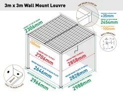 Louvre Roof System Wall Mount 3m X 3m Charcoal -Gardena Store 3m x 3m wall mount louvre 1