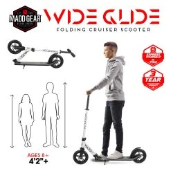 Madd Gear Madd Renegade Wide Glide 200 Scooter White/Black -Gardena Store 600 139 madd renegade wide glide 200 white black 5