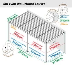 Louvre Roof System Wall Mount 6m X 4m Charcoal -Gardena Store 6m x 4m wall mount louvre 1 1