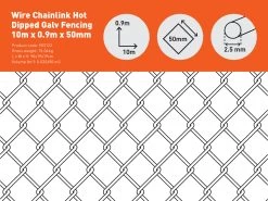 Wire Chainlink Hot Dipped Galv Fencing 10m X 0.9m X 50mm -Gardena Store 903123 wire chainlink hot dipped galv fencing 10m x 0.9m x 50mm 2
