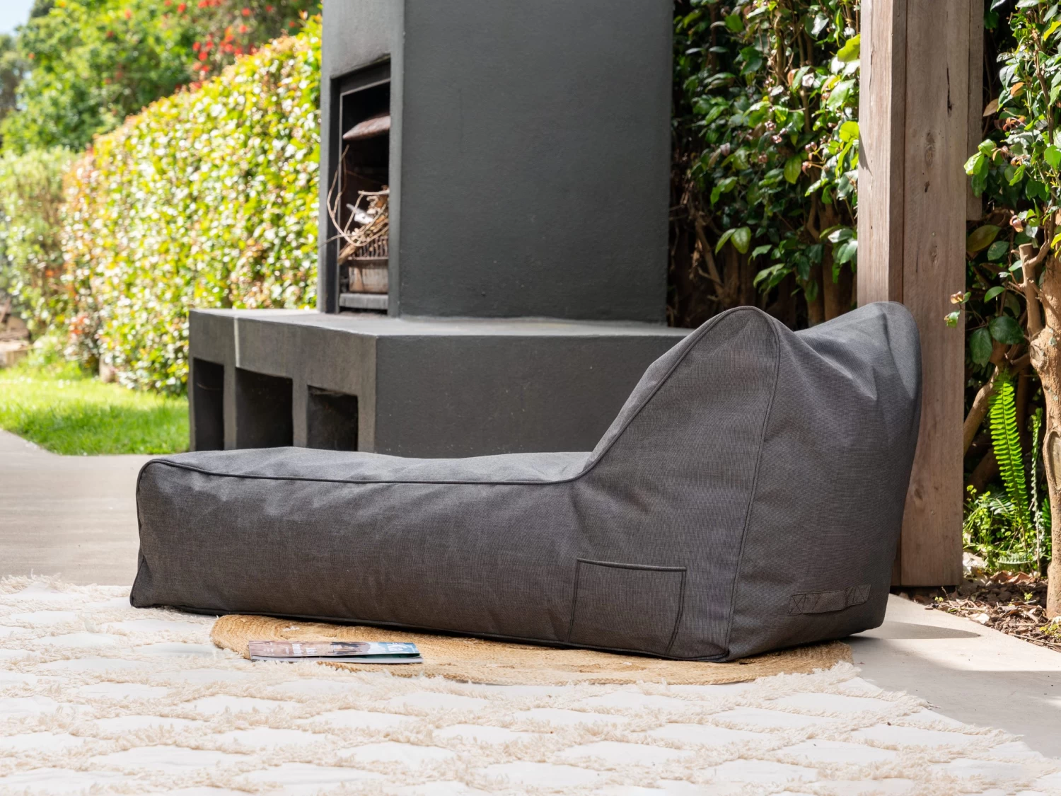 Outdoor Bean Bag Lounger Canvas Coal 5 Outdoor Bean Bag Lounger Canvas Coal - Image 3