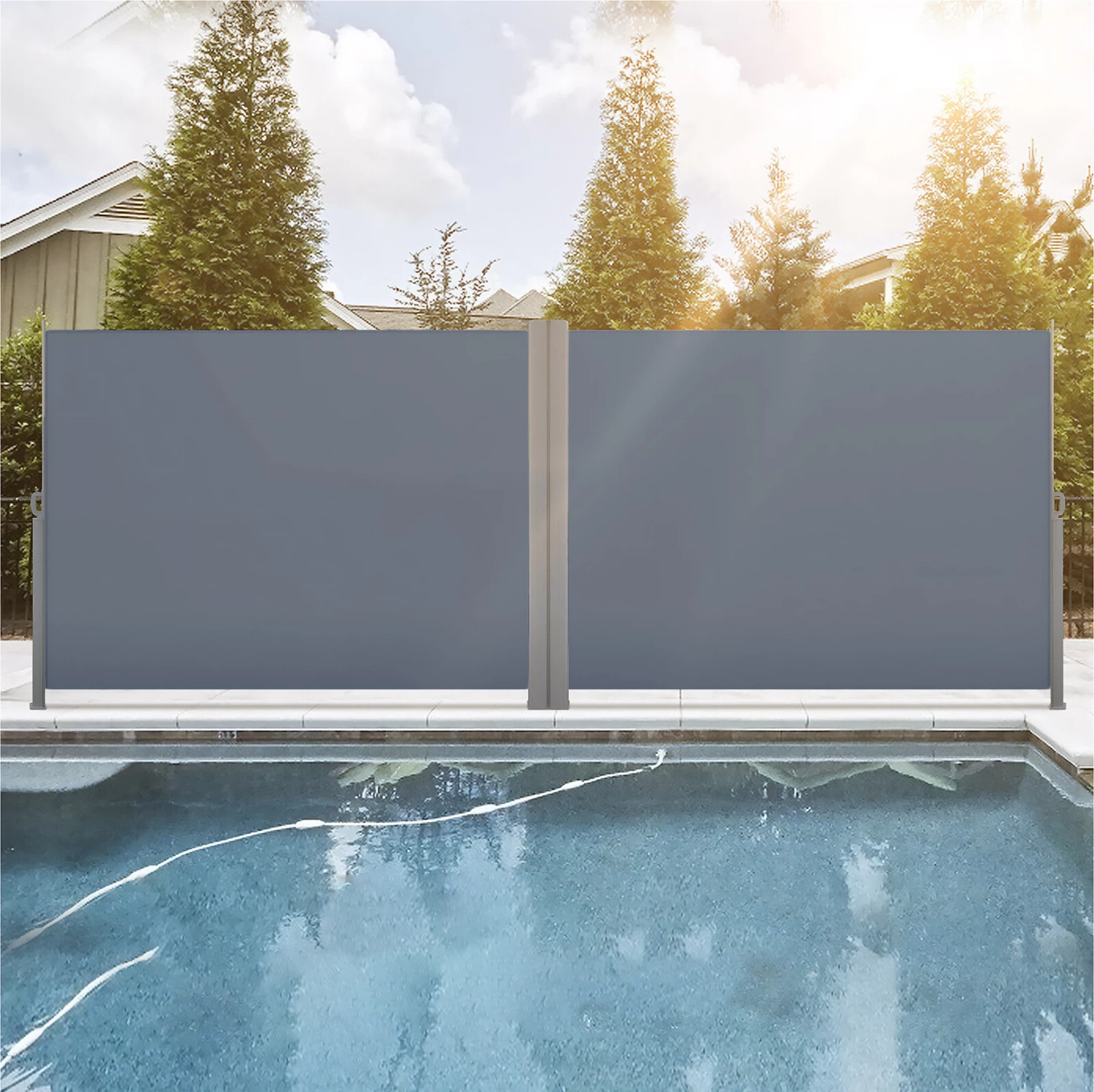 Double Retractable Side Screen 1.8m X 3m Graphite 5 Double Retractable Side Screen 1.8m X 3m Graphite - Image 3