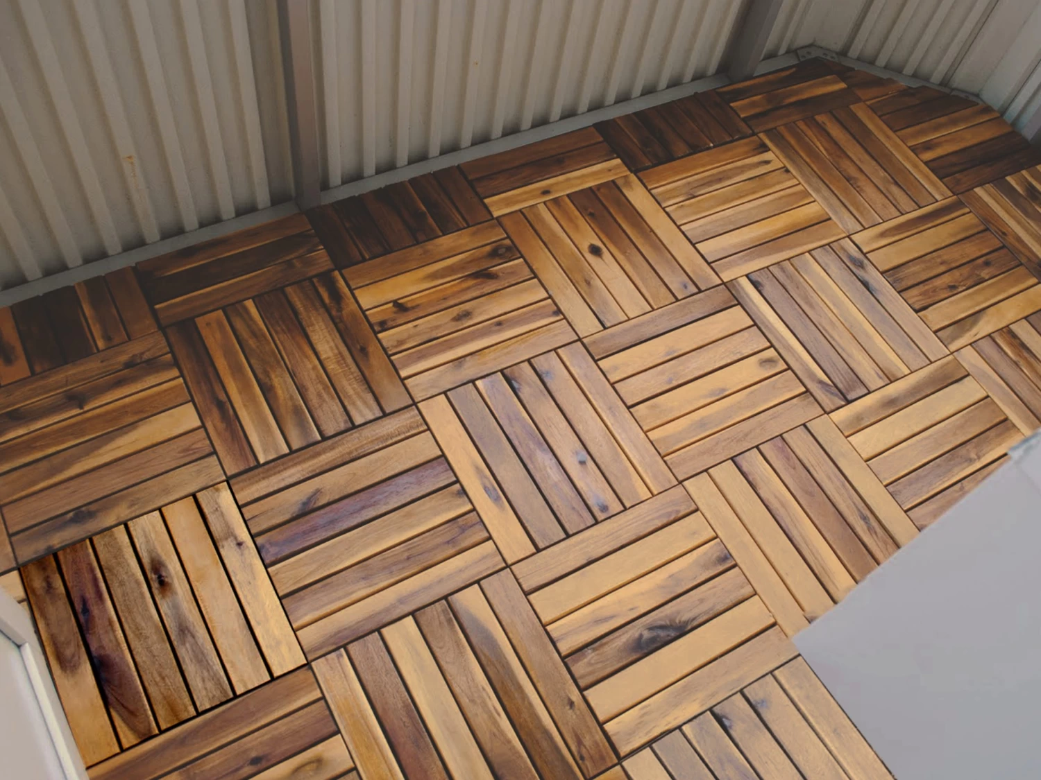 Outdoor Wooden Deck Tiles 6 Slat - Pack Of 12 - Image 5