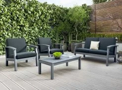 Flaxmere Hardwood Outdoor Sofa Set 4 Piece Grey -Gardena Store 931627 flaxmere hardwood outdoor sofa set 4 piece grey 1d