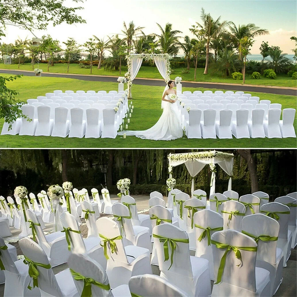 Stretch Fit Chair Cover - Pack Of 6 White 7 Stretch Fit Chair Cover - Pack Of 6 White - Image 5