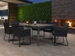 Quarterdeck Outdoor Dining Table With Berg Dining Chairs -Gardena Store 952906 979888 deckberg quarterdeck outdoor dining table with berg dining chair 9e
