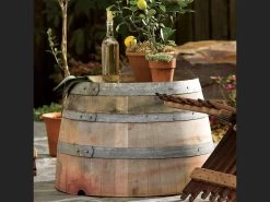 Oak Wine Barrel Half - Set Of 2 -Gardena Store 981634 oak wine barrel half set of 2 2c
