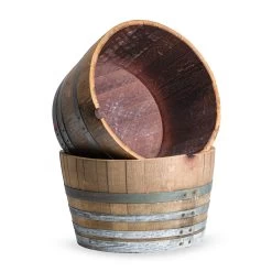 Oak Wine Barrel Half - Set Of 2 -Gardena Store 981634 oak wine barrel half set of 2 studio 1b