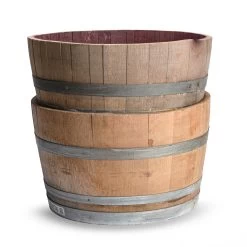 Oak Wine Barrel Half - Set Of 2 -Gardena Store 981634 oak wine barrel half set of 2 studio 2b