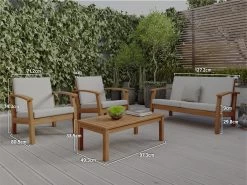 Flaxmere Hardwood Outdoor Sofa Set 4 Piece Classic -Gardena Store 981828 flaxmere hardwood outdoor sofa set 4 piece diagram 6b