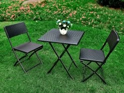 Trestle Dining Set Rattan Look 2-Seater -Gardena Store 983301 trestle dining set rattan look 2 seater 5