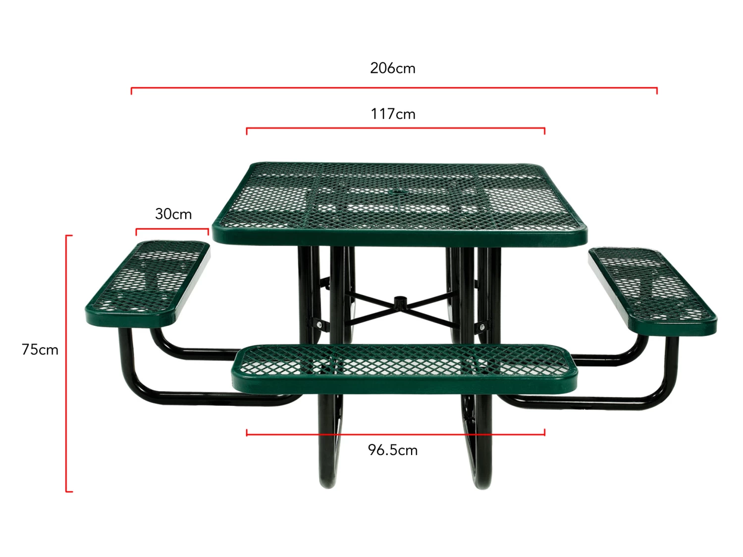 Picnic Table Square 8 Seater Commercial - Green 5 Picnic Table Square 8 Seater Commercial - Green - Image 3