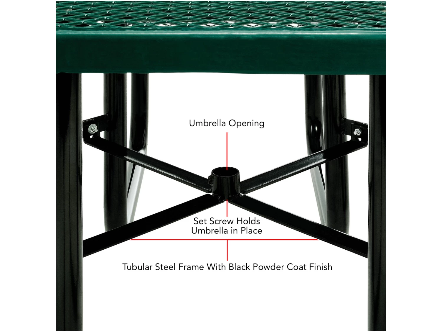 Picnic Table Square 8 Seater Commercial - Green 8 Picnic Table Square 8 Seater Commercial - Green - Image 6