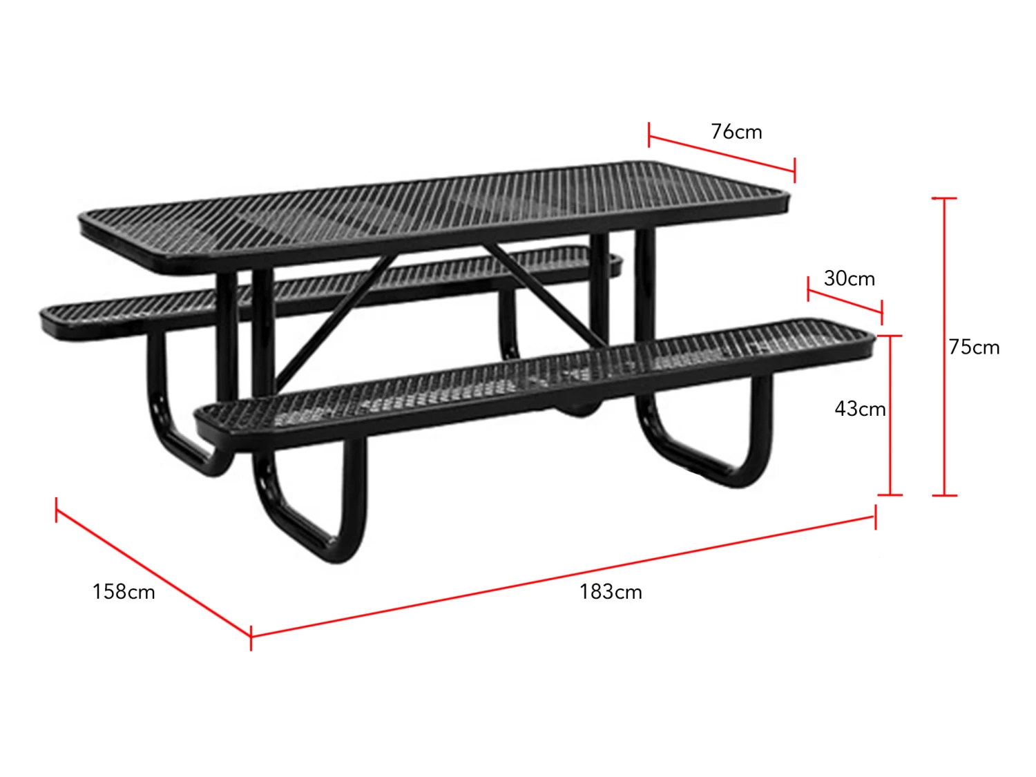 Picnic Table 6 Seater Commercial - Black 6 Picnic Table 6 Seater Commercial - Black - Image 4
