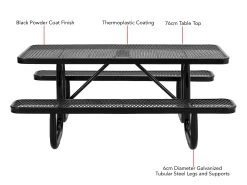 Picnic Table 6 Seater Commercial - Black 13 Picnic Table 6 Seater Commercial - Black -Gardena Store ag4hur5 black picnic table 6 seater black 3c