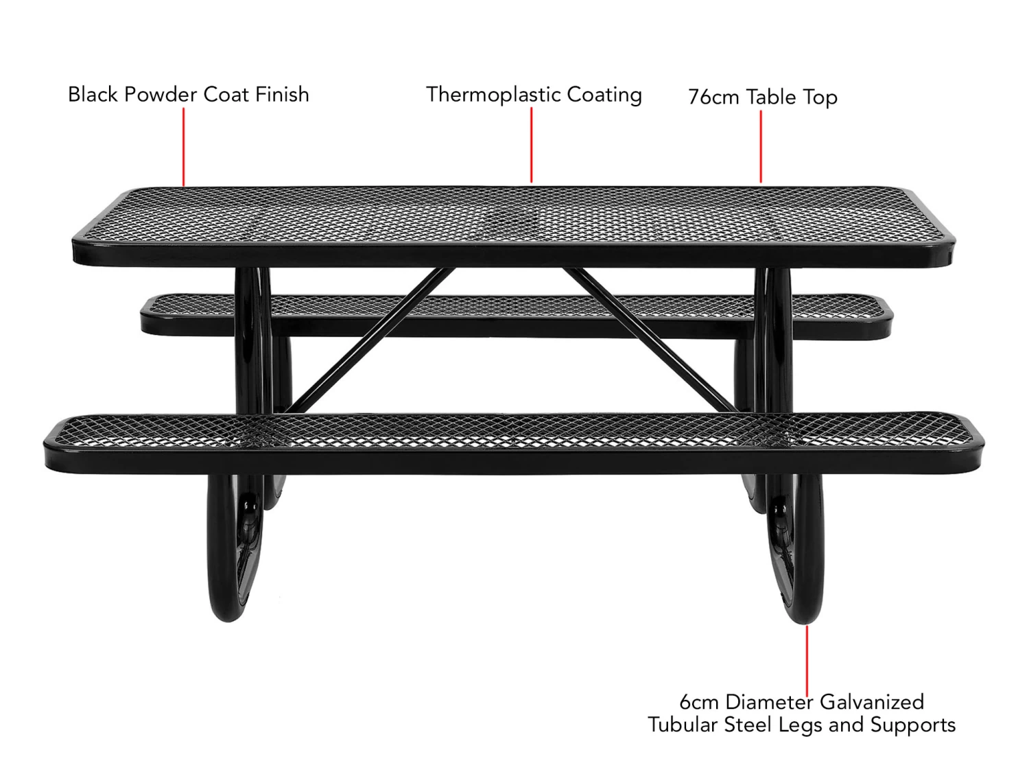 Picnic Table 6 Seater Commercial - Black 7 Picnic Table 6 Seater Commercial - Black - Image 5