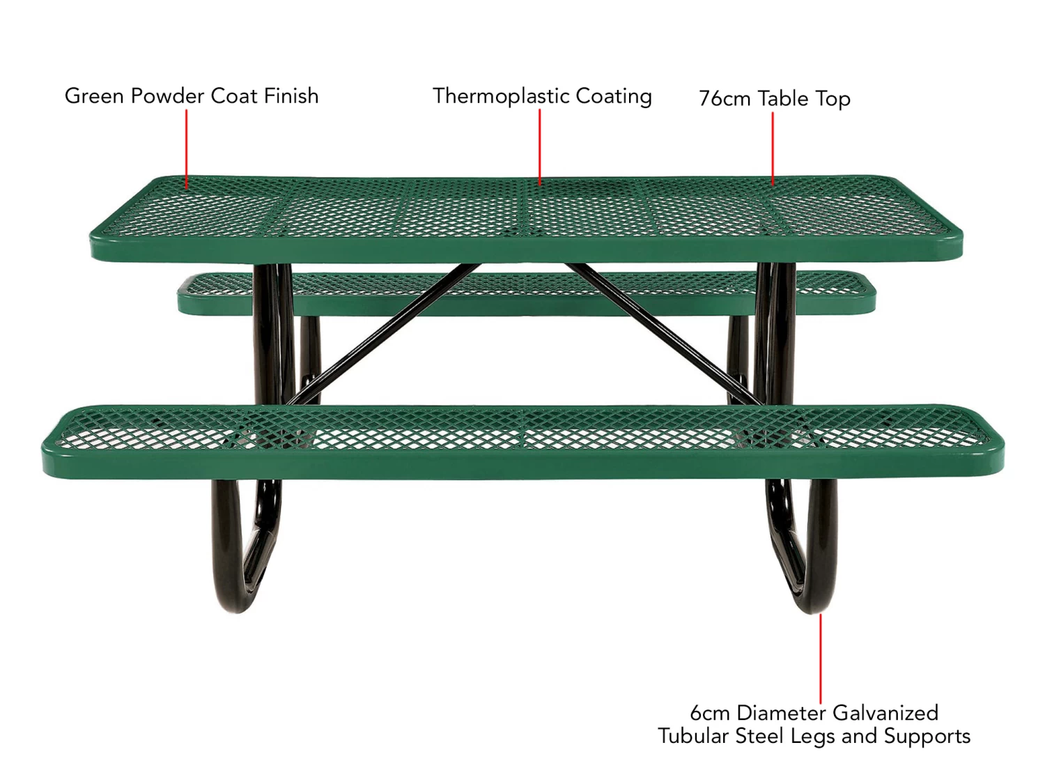 Picnic Table 6 Seater Commercial - Green 6 Picnic Table 6 Seater Commercial - Green - Image 4