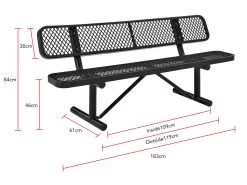 Park Bench 3 Seater Commercial - Black