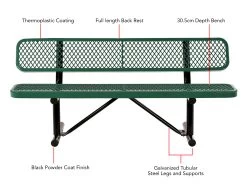 Park Bench 3 Seater Commercial - Green -Gardena Store ag4hut2 green park bench 3 seater green 3b