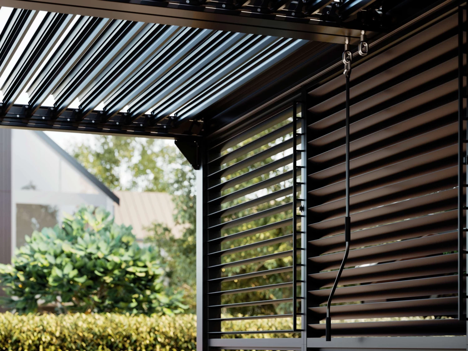 Louvre Roof System Wall Shutters 0.9m Charcoal 5 Louvre Roof System Wall Shutters 0.9m Charcoal - Image 3