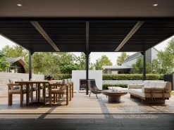 Louvre Roof System Wall Mount 6m X 4m Charcoal -Gardena Store black wall mounted louvre underneathe 6x4