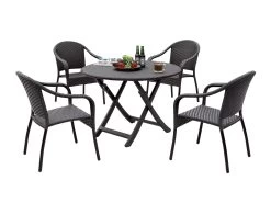 Cafe Dining Set 4-Seater -Gardena Store cafeset cafe curved back stacking chair sevilla chair 3b