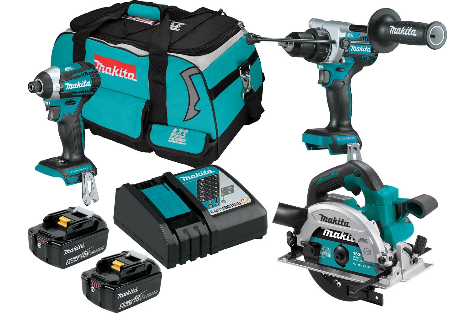 Makita 18V Drill, Driver & Saw 3 Piece LXT 5.0Ah Kit 3 Makita 18V Drill, Driver & Saw 3 Piece LXT 5.0Ah Kit