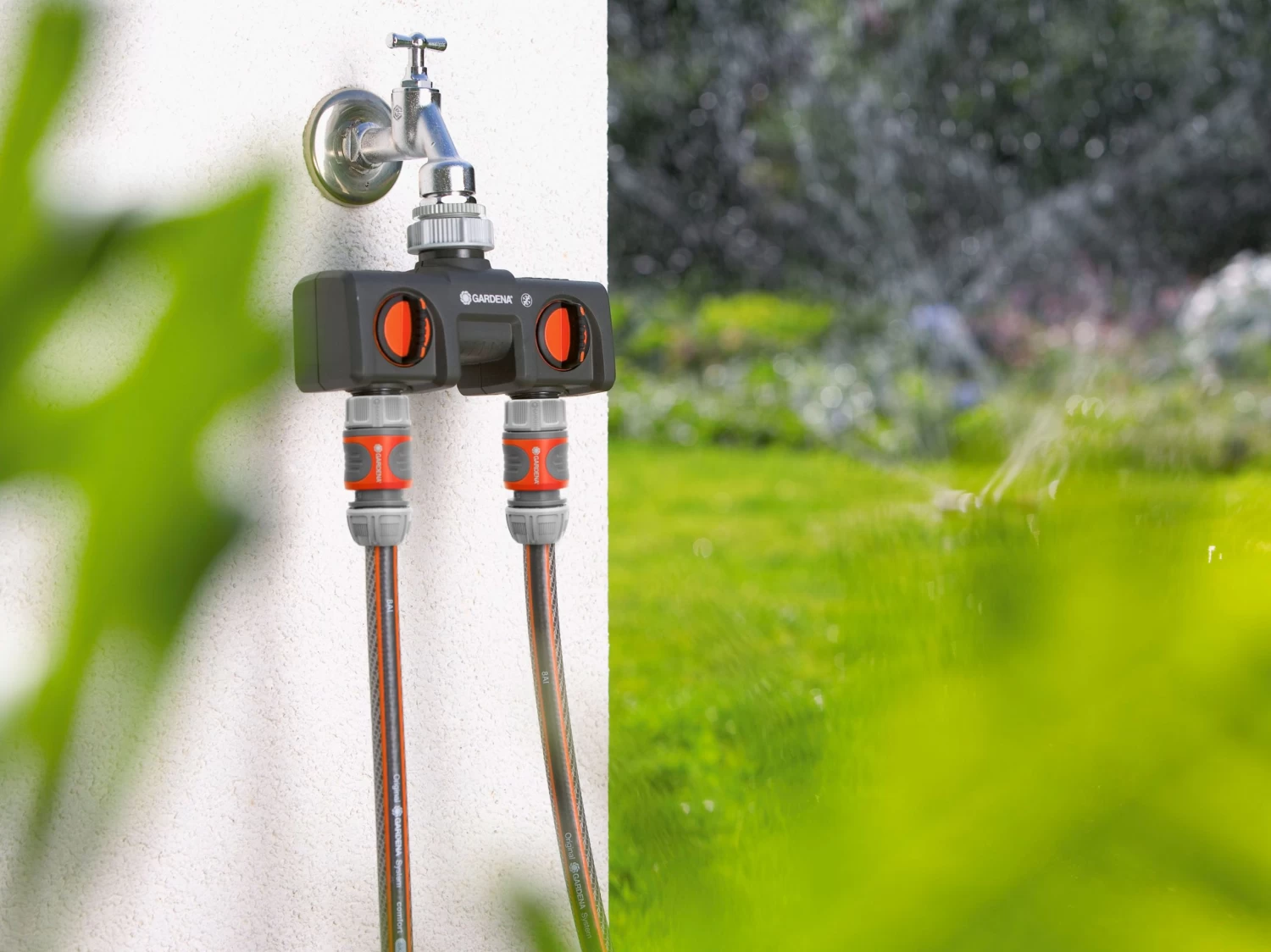 Gardena Twin Tap Connector Adjustable 3/4" + 1" Thread - Image 4