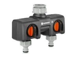 Gardena Twin Tap Connector Adjustable 3/4" + 1" Thread