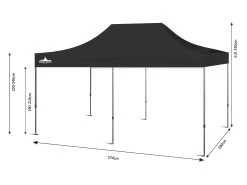 Great White Pop Up Gazebo Enclosed 3m X 6m Black -Gardena Store greatwhite marques pop up marquee measurements 3x6 2